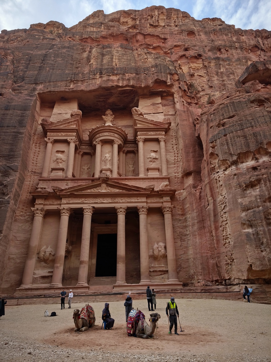 The Treasury carved into rose-coloured rock at Petra